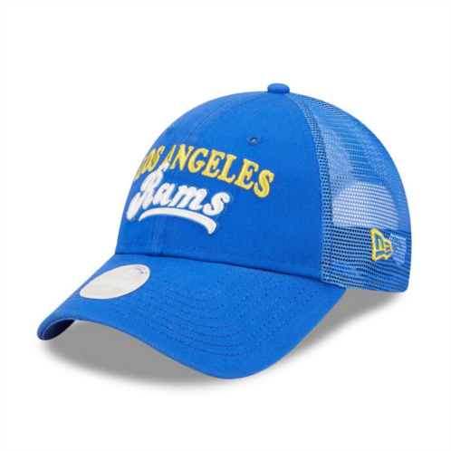 Womens New Era Royal Los Angeles Rams Team Trucker 9FORTY Snapback Hat