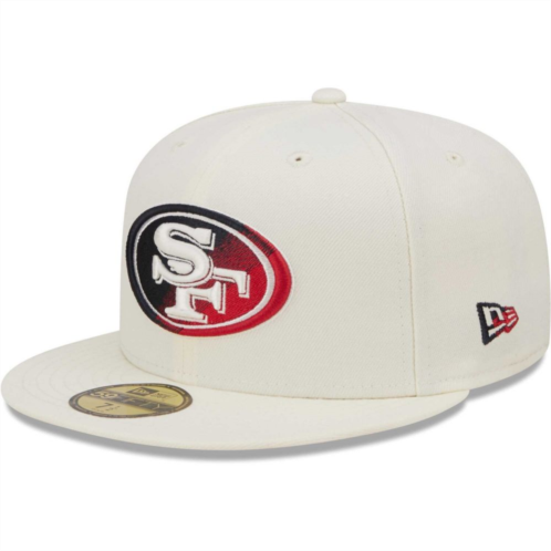 Mens New Era Cream San Francisco 49ers Chrome Dim 59FIFTY Fitted Hat
