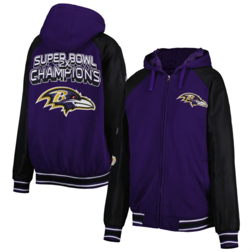 Mens G-III Sports by Carl Banks Purple Baltimore Ravens Defender Raglan Full-Zip Hoodie Varsity Jacket