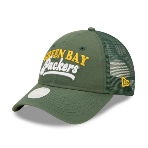 Womens New Era Green Green Bay Packers Team Trucker 9FORTY Snapback Hat