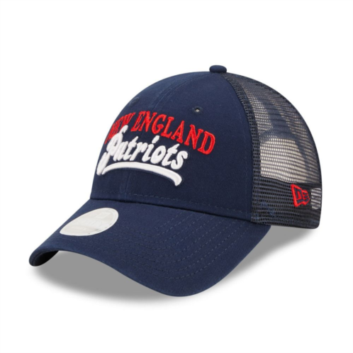 Womens New Era Navy New England Patriots Team Trucker 9FORTY Snapback Hat