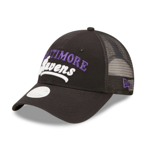 Womens New Era Black Baltimore Ravens Team Trucker 9FORTY Snapback Hat