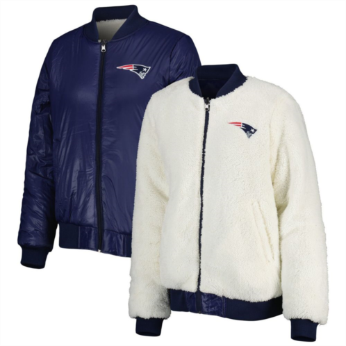 Womens G-III 4Her by Carl Banks Oatmeal/Navy New England Patriots Switchback Reversible Full-Zip Jacket