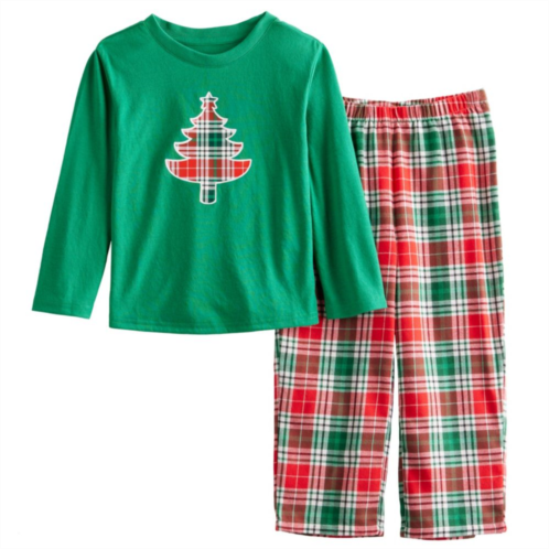 Girls 4-16 Jammies For Your Families Merry & Bright Tree Top & Bottom Pajama Set in Regular & Plus