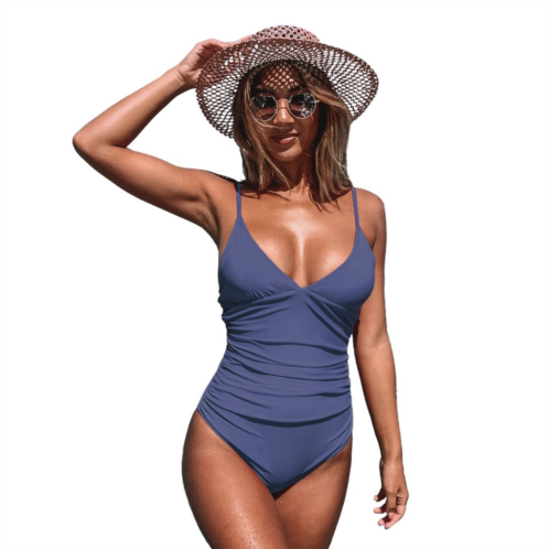 Womens CUPSHE Blue One-Piece Swimsuit