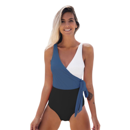 Womens CUPSHE Color Block Side-Tie One-Piece Swimsuit