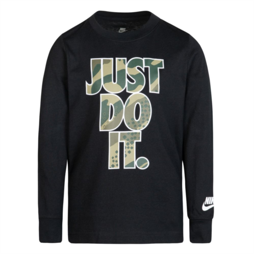 Boys 4-7 Nike Just Do It. Camo Long Sleeve Graphic Tee