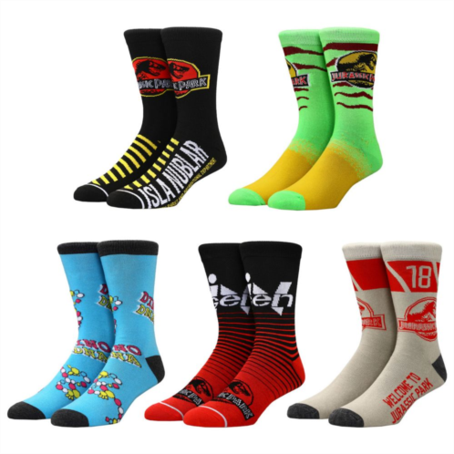 Licensed Character Mens Jurassic Park 5-Pack Crew Socks