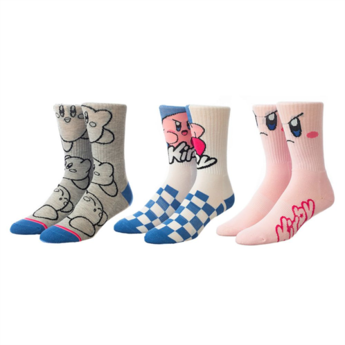 Licensed Character Mens Kirby 3-Pack Crew Socks