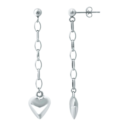 Aleure Precioso Puffy Heart on Chain Drop Earrings