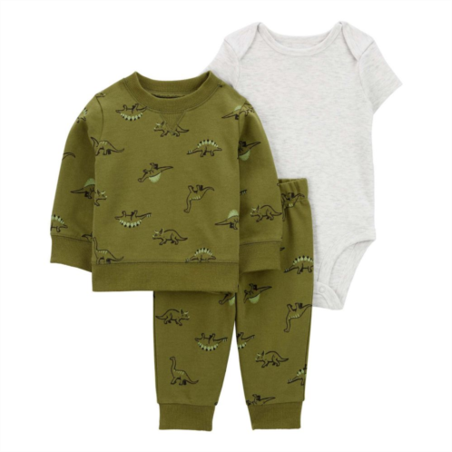 Baby Boy Carters 3-Piece Dinosaur Sweatshirt, Bodysuit & Pants Set