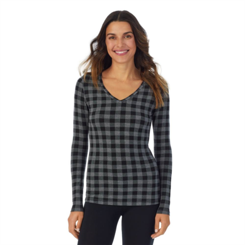 Womens Cuddl Duds Softwear with Stretch Long Sleeve V-Neck Top