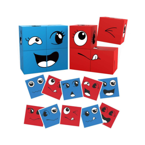 Picassotiles 8pc Mic & Match Magnetic Cube Emoticon Set