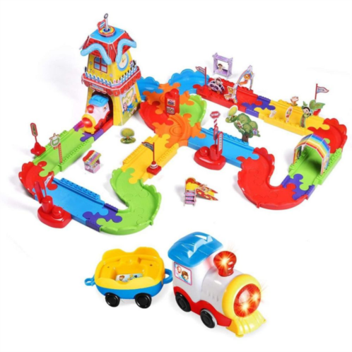 Popfun Kids Train Sets with Flexible Railway Build Sets