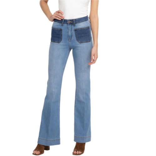 Womens PTCL Two-Tone High-Waisted Flared Jeans