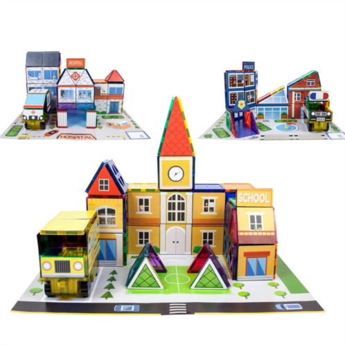 Picassotiles 150 Piece School, Hospital, and Police Station Theme Set