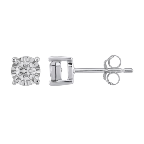 Yours and Mined 10k White Gold 1/3 Carat T.W. Diamond Miracle Plate Stud Earrings