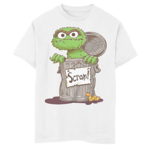 Licensed Character Boys 8-20 Sesame Street Oscar the Grouch Scram Sign Graphic Tee