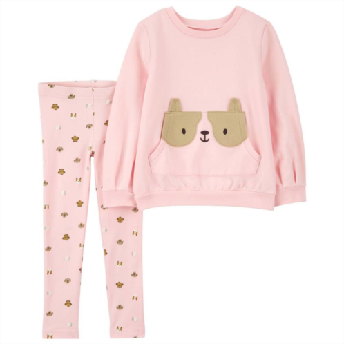 Baby Girls Carters 2 pc Dog French Terry Pullover & Leggings Set