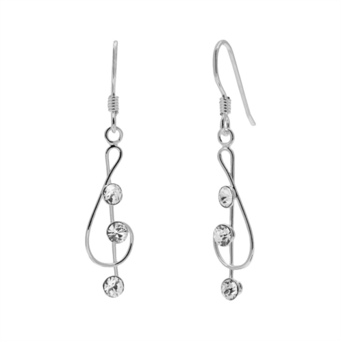 PRIMROSE Sterling Silver Crystal Treble Clef Drop Earrings