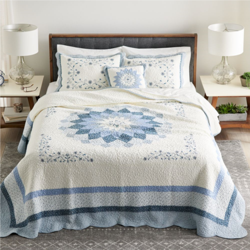 Sonoma Goods For Life Elizabeth Blue Embroidered Bedspread or Sham