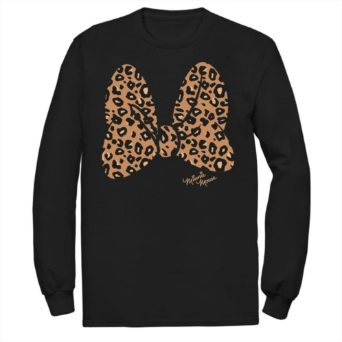 Licensed Character Mens Disneys Minnie Mouse Leopard Print Bow Tee