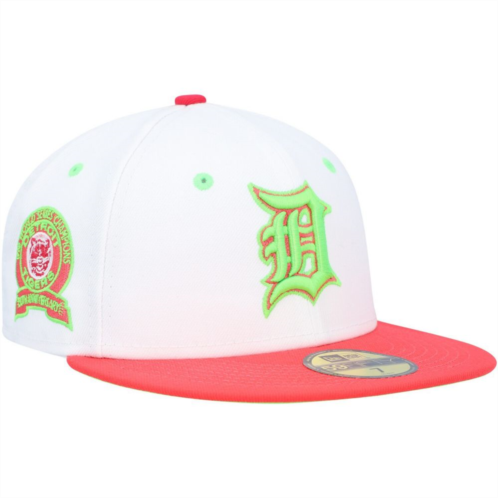 Mens New Era White/Coral Detroit Tigers 1968 World Series Strawberry Lolli 59FIFTY Fitted Hat