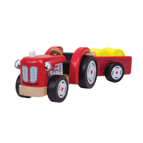 Tidlo Bigjigs Toys, Wooden Tractor and Trailer