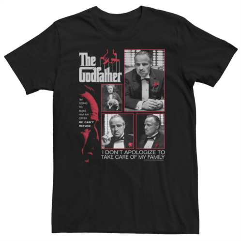 Licensed Character Big & Tall The Godfather Don Vito Corleone Movie Logo Red Boxes Quotes Tee