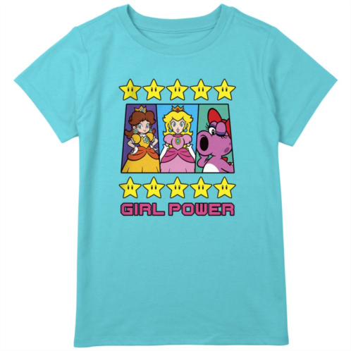 Licensed Character Girls 8-20 Super Mario Girl Power Princess Daisy Peach Birdo Stars Graphic Tee in Regular & Plus Size
