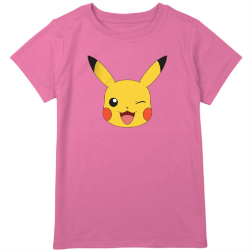 Girls 8-20 Pokemon Pikachu Big Face Logo Graphic Tee