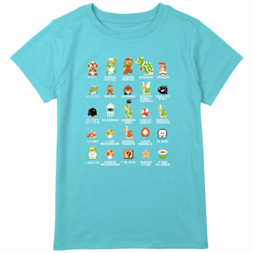 Licensed Character Girls 8-20 Super Mario Bros. Characters Items Roster Graphic Tee in Regular & Plus Size