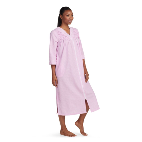 Petite Miss Elaine Essentials Seersucker Petite Size Long Zip Robe