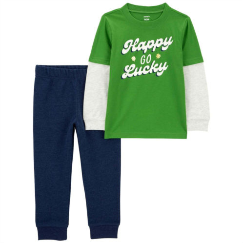Toddler Boy Carters St. Patricks Day 2-Piece Happy Go Lucky Top & Pants Set