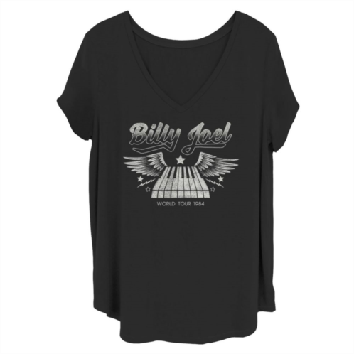 Licensed Character Juniorss Plus Size Billy Joel Piano Wings World Tour 1984 V-Neck Graphic Tee