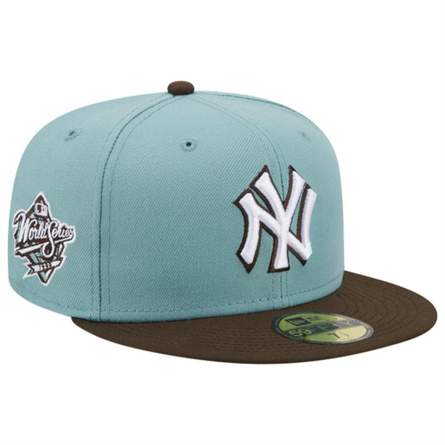 Mens New Era Light Blue/Brown New York Yankees 1999 World Series Beach Kiss 59FIFTY Fitted Hat