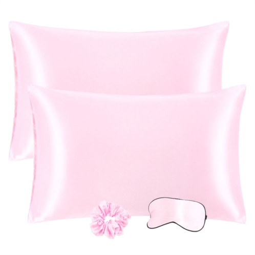 PiccoCasa Set of 2 Soft Satin Silk Pillowcase Envelope Closure Standard 20x26