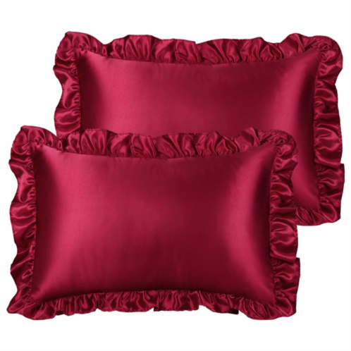 PiccoCasa Set of 2 100% Polyester Satin Fabric Pillow Cover with Envelope Closure Queen 20 x 30