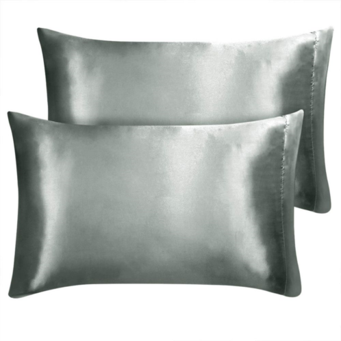 PiccoCasa 2 PCS Soft Silky Satin Pillowcases Better for Hair and Face King 20x40