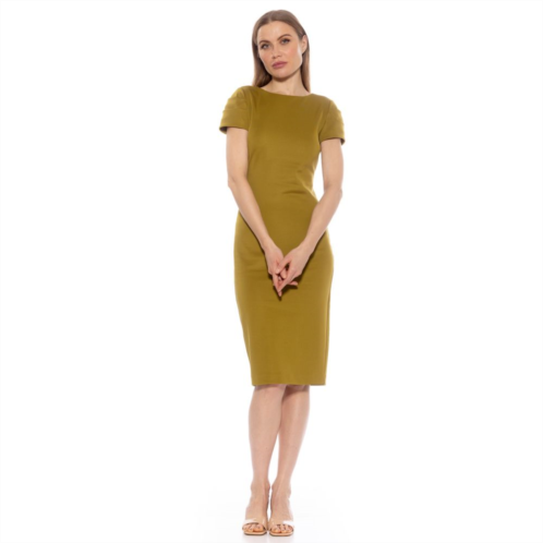 Womens ALEXIA ADMOR Crysta Draped-Sleeve Midi Sheath Dress