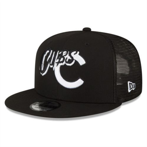 Mens New Era Black Chicago Cubs Street Trucker 9FIFTY Snapback Hat
