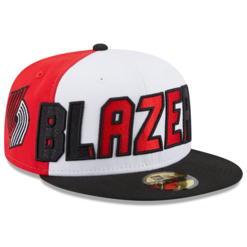 Mens New Era White/Black Portland Trail Blazers Back Half 59FIFTY Fitted Hat