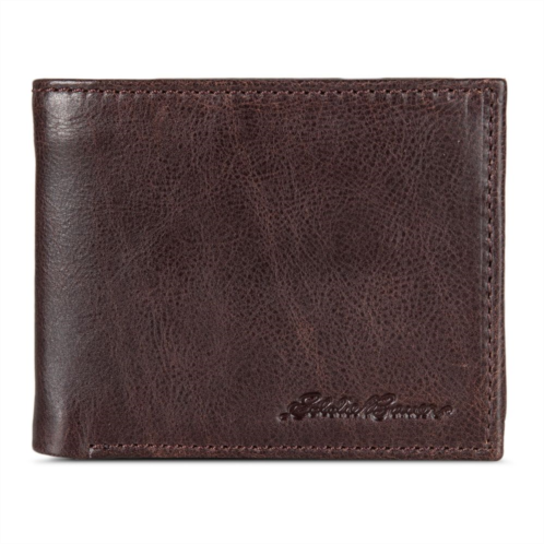 Mens Eddie Bauer Logo Leather Flip ID Bifold Wallet