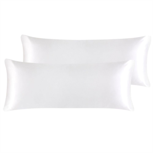PiccoCasa Satin Pillowcases 2 Pack Soft Body Pillow Cover with Zipper 20 x 48