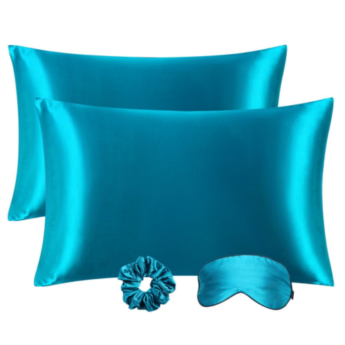 PiccoCasa Set of 2 Satin Silk Pillowcase Soft Zipper Closure Queen 20 x 30