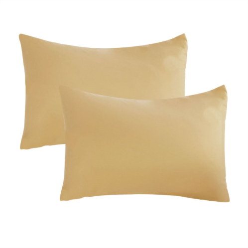 PiccoCasa Soft 2pcs Pillowcases Microfiber No Wrinkle Travel Yellow Pillow Case Cover 14 x 20