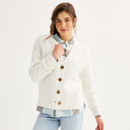 Juniors SO Slouchy Button Front Cardigan