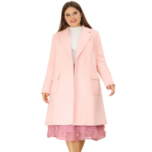 Agnes Orinda Womens Plus Size Outerwear Overcoat Double Breasted Long PeaCoat