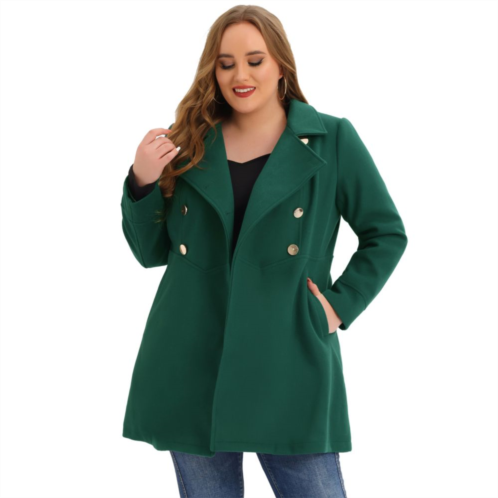 Agnes Orinda Womens Plus Size Winter Outerwear Double Breasted Long Overcoat