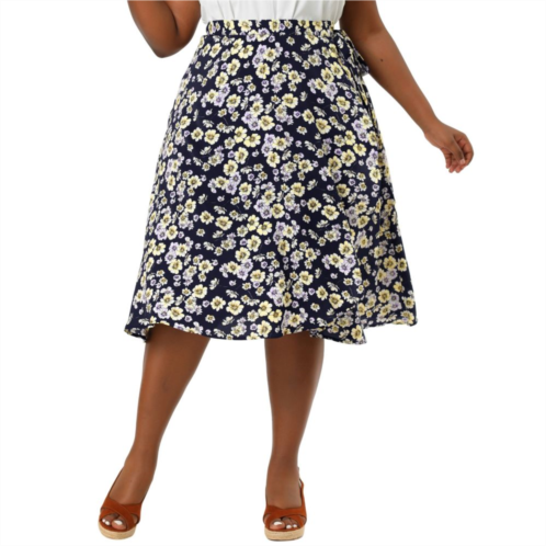 Agnes Orinda Womens Plus Size Summer Camping Floral A Line Wrap Midi Skirt